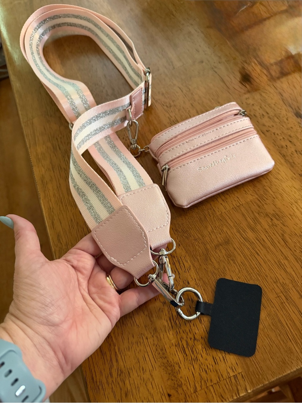 Convertible Pink Mini Crossbody Wallet with Adjustable Strap - Picture 3 of 5